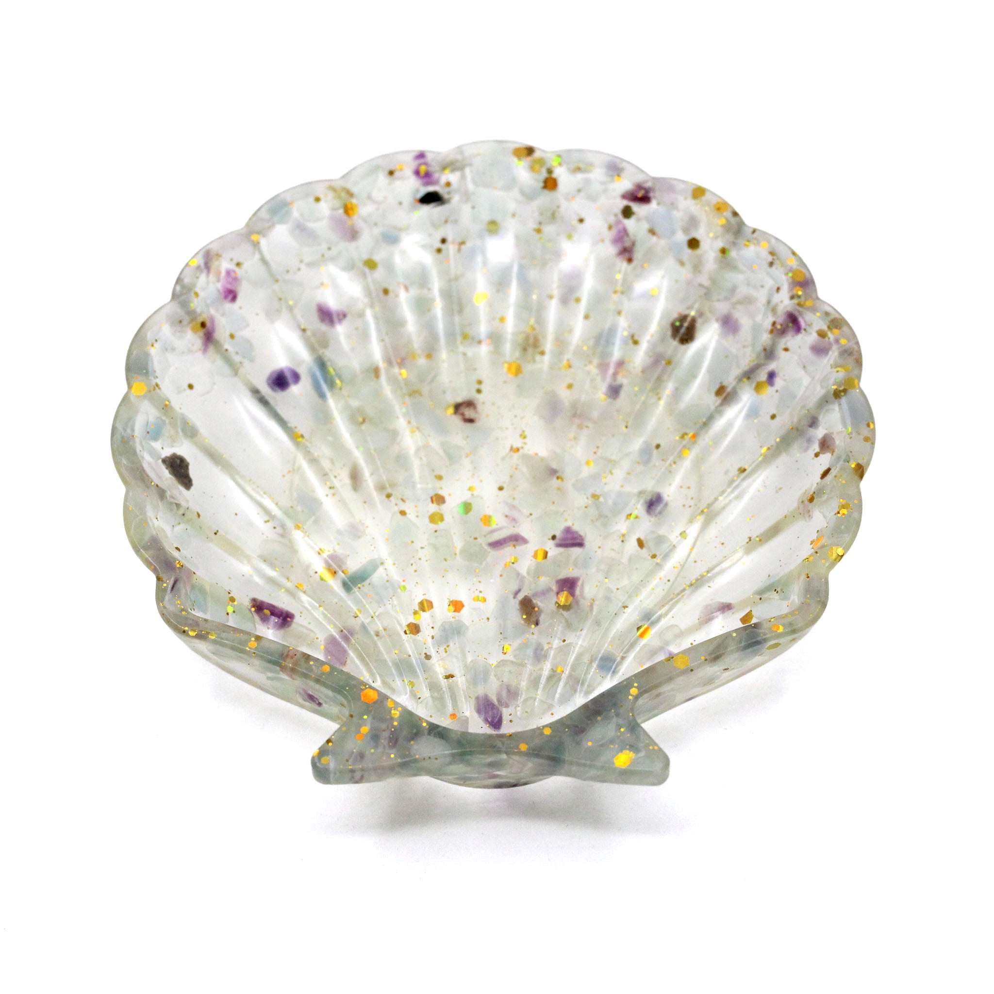 Crystal in Resin Seashell Tray