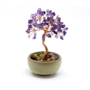 Wire Gem Tree in Planter with Tumbled Stone