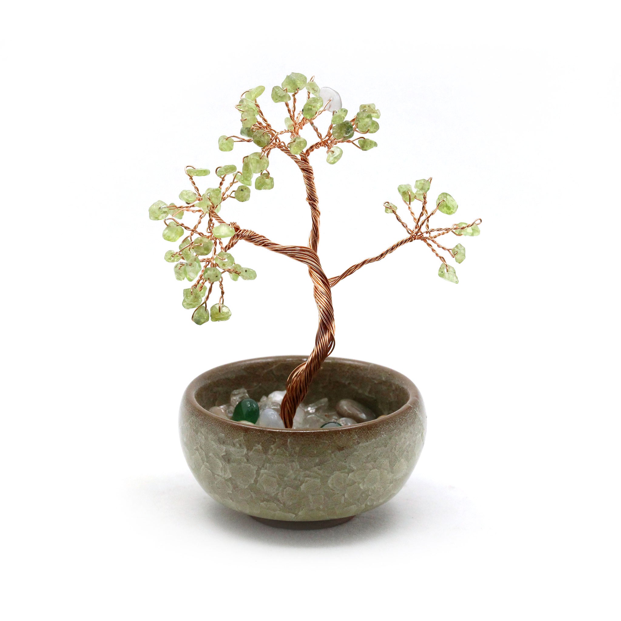 Wire Gem Tree in Planter with Tumbled Stone