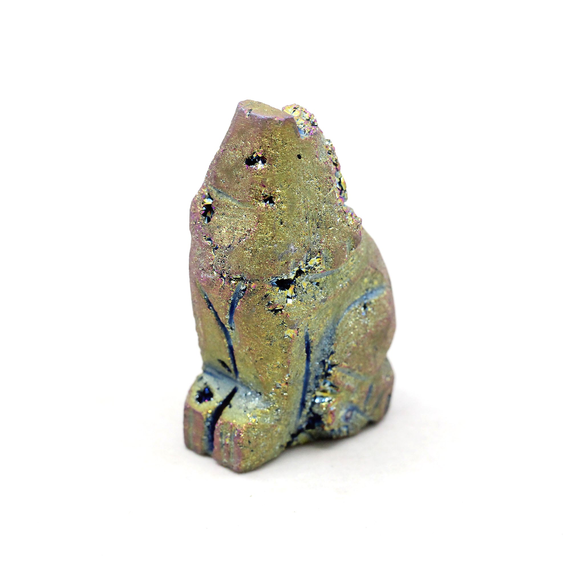 Rainbow Titanium Druzy Agate Geode Wolf