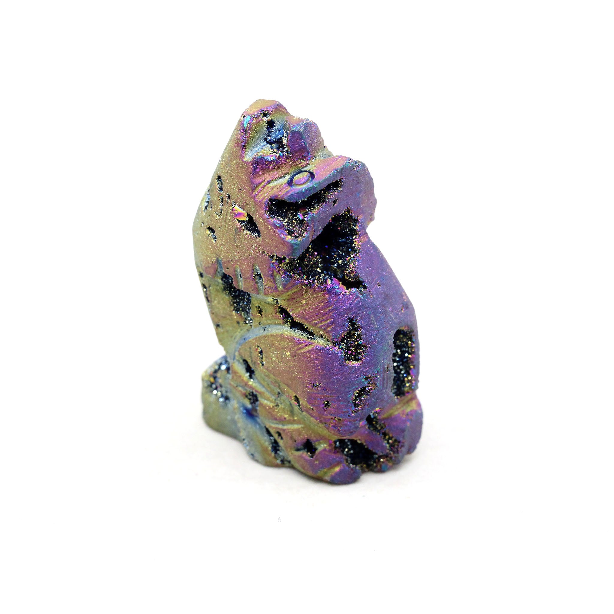 Rainbow Titanium Druzy Agate Geode Wolf